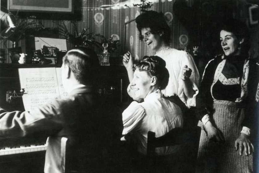 British family gathered at the piano circa 1910--Readers Digest UK