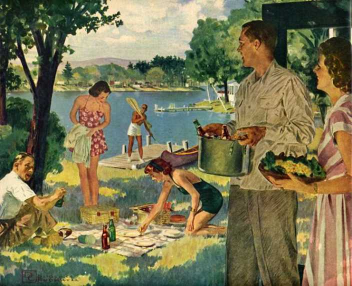 "Weekend at the Lake" by Douglas Crockwell for US Brewer's Foundation