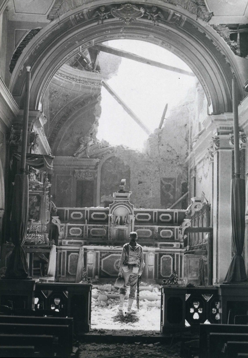 An American soldier in a bombed Italian church WWII, Life: Our Finest Hour